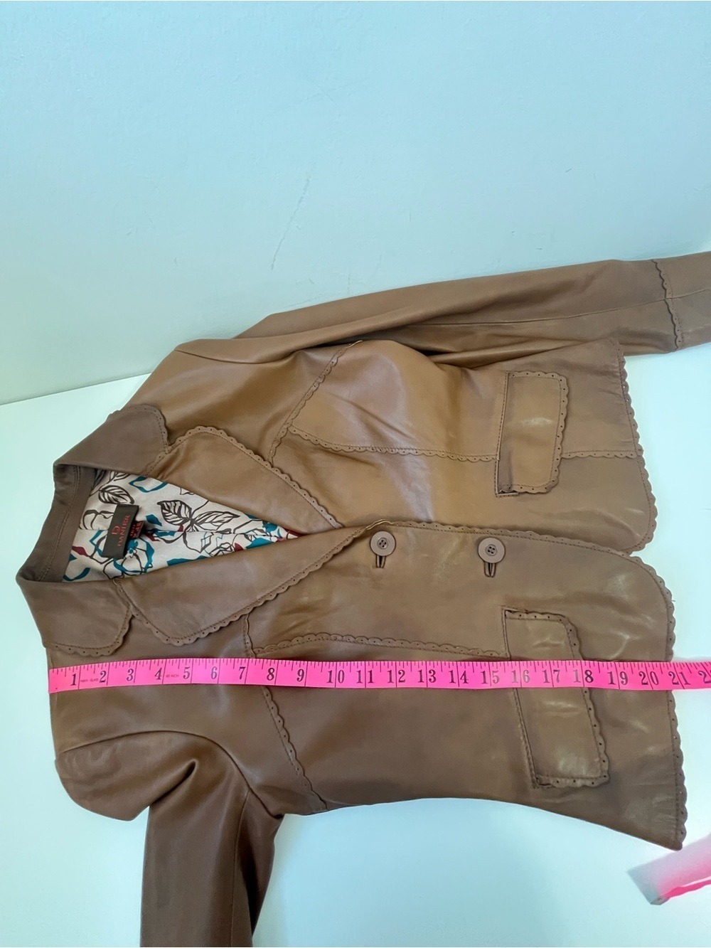 Danier Vintage Brown Camel Genuine Leather Button Front Jacket Size XS - Picture 10 of 10